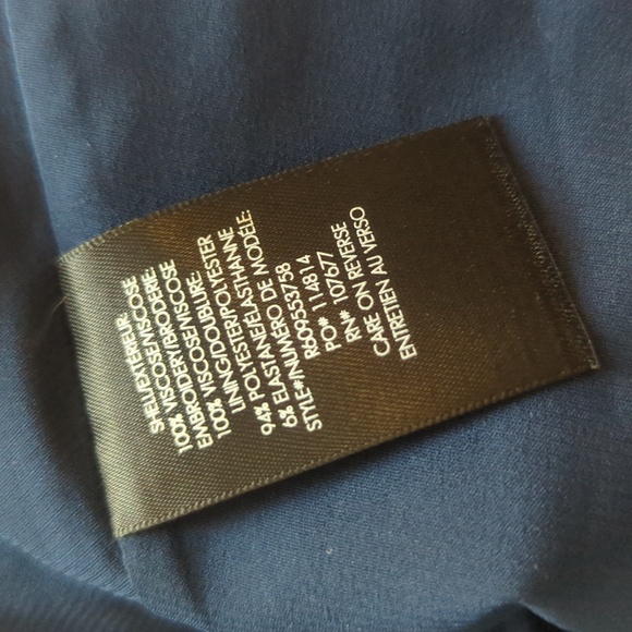 Alice + Olivia Jolene Embroidered Drop Waist Peasant Navy Blue Dress - Picture 8 of 8